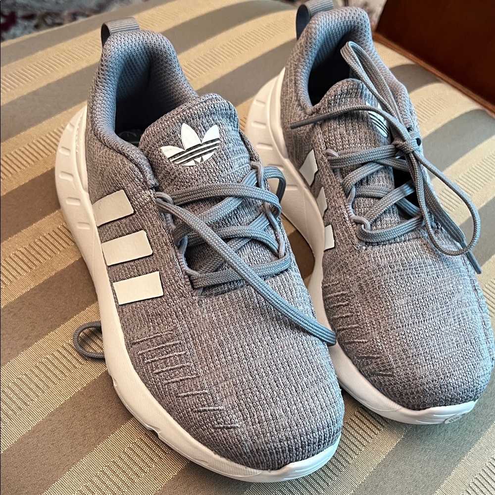 Adidas Kids Gray and White Sneakers